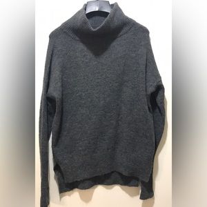 Zara Knit Turtleneck Sweater Womens SMALL Gray Wool Blend Ribbed Chunky Knit